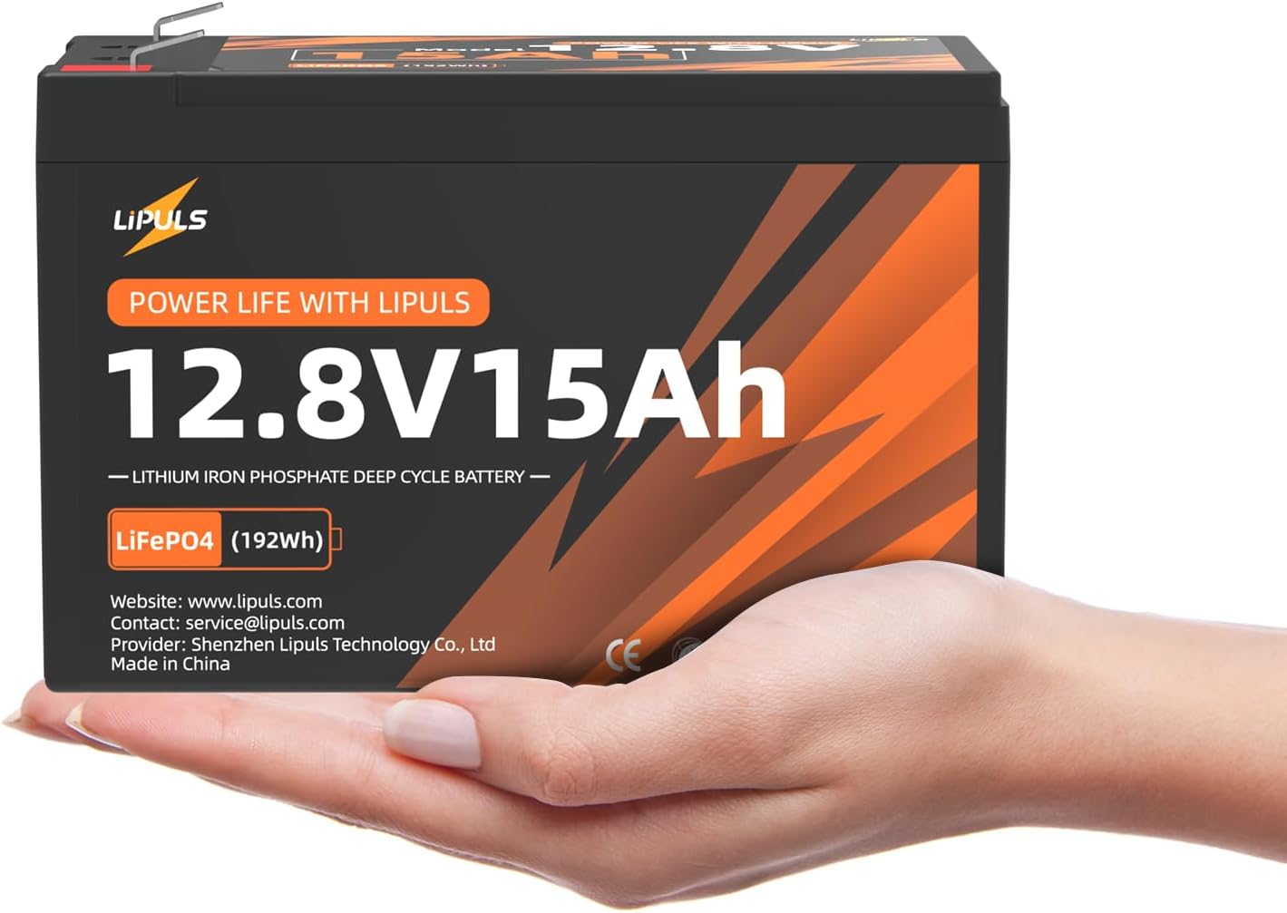 12V 15Ah LiFePO4 Lithium Battery, 12.8V 15Ah Deep Cycles Rechargeable Battery for Camping, Fish Finder, Ride-on Toys, Scooters, Solar Power, Radio