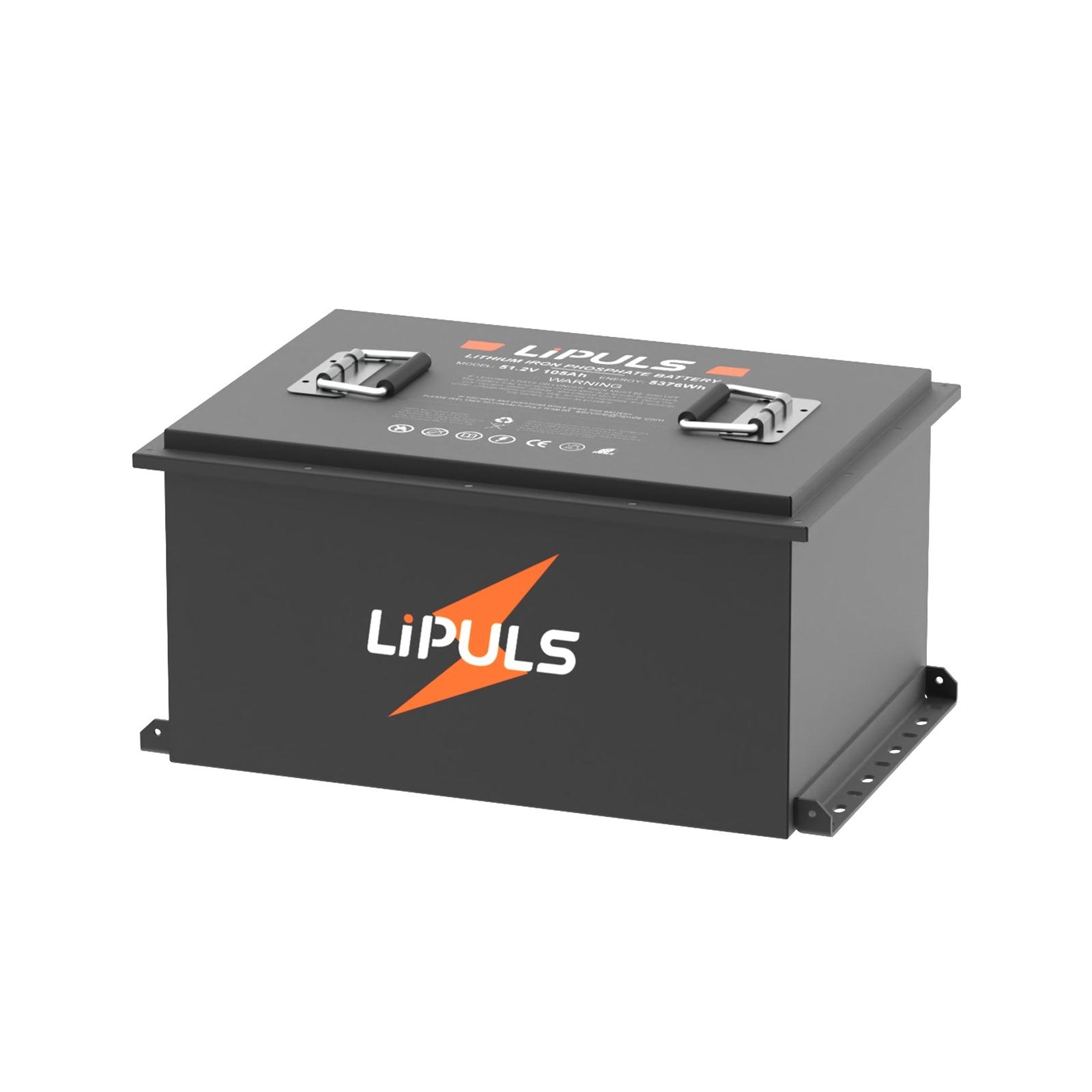 LiPULS 48V 105Ah Lithium Golf Cart Battery, Built-in Smart 300A BMS, Max 15.36kW Power Output with Touch Monitor & Mobile APP, Rechargeable LiFePO4 Battery with 20A Charger, Perfect for Golf Carts