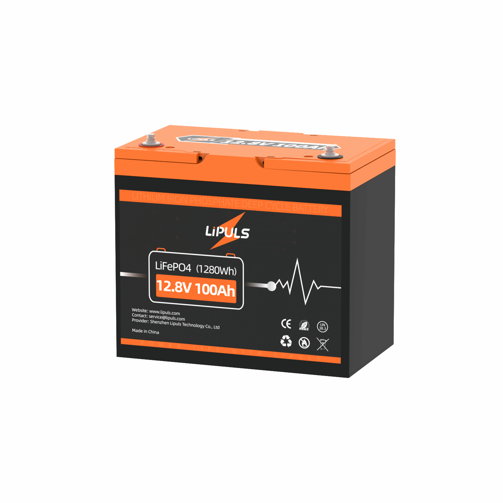 LiPULS 12V 100Ah Group 24 LiFePO4 Lithium Battery, Built-in 100A BMS, 1280Wh Energy (1-4 Pack Series)