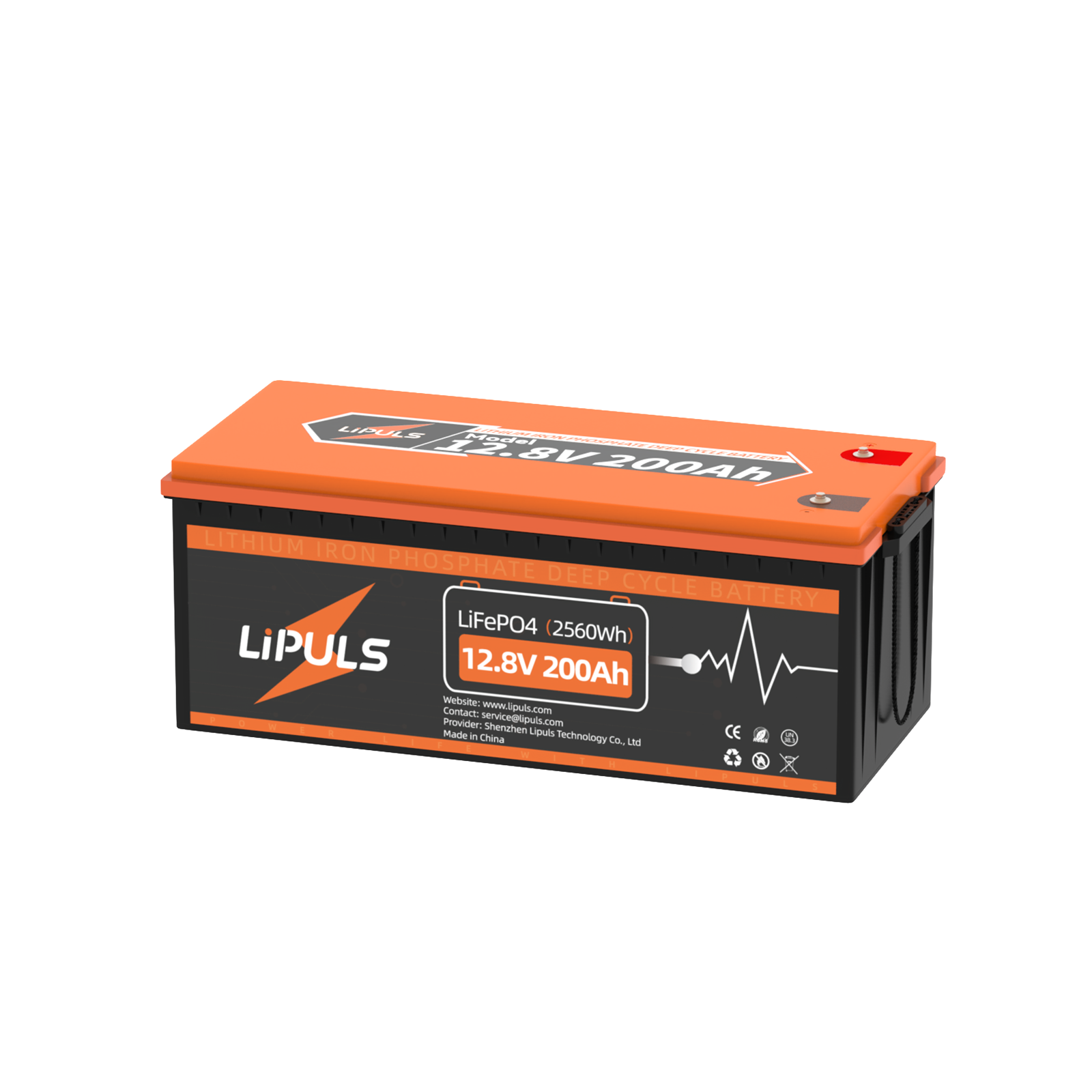 LiPULS 12V 200Ah LiFePO4 Lithium Battery, 100A BMS, Deep Cycle Battery