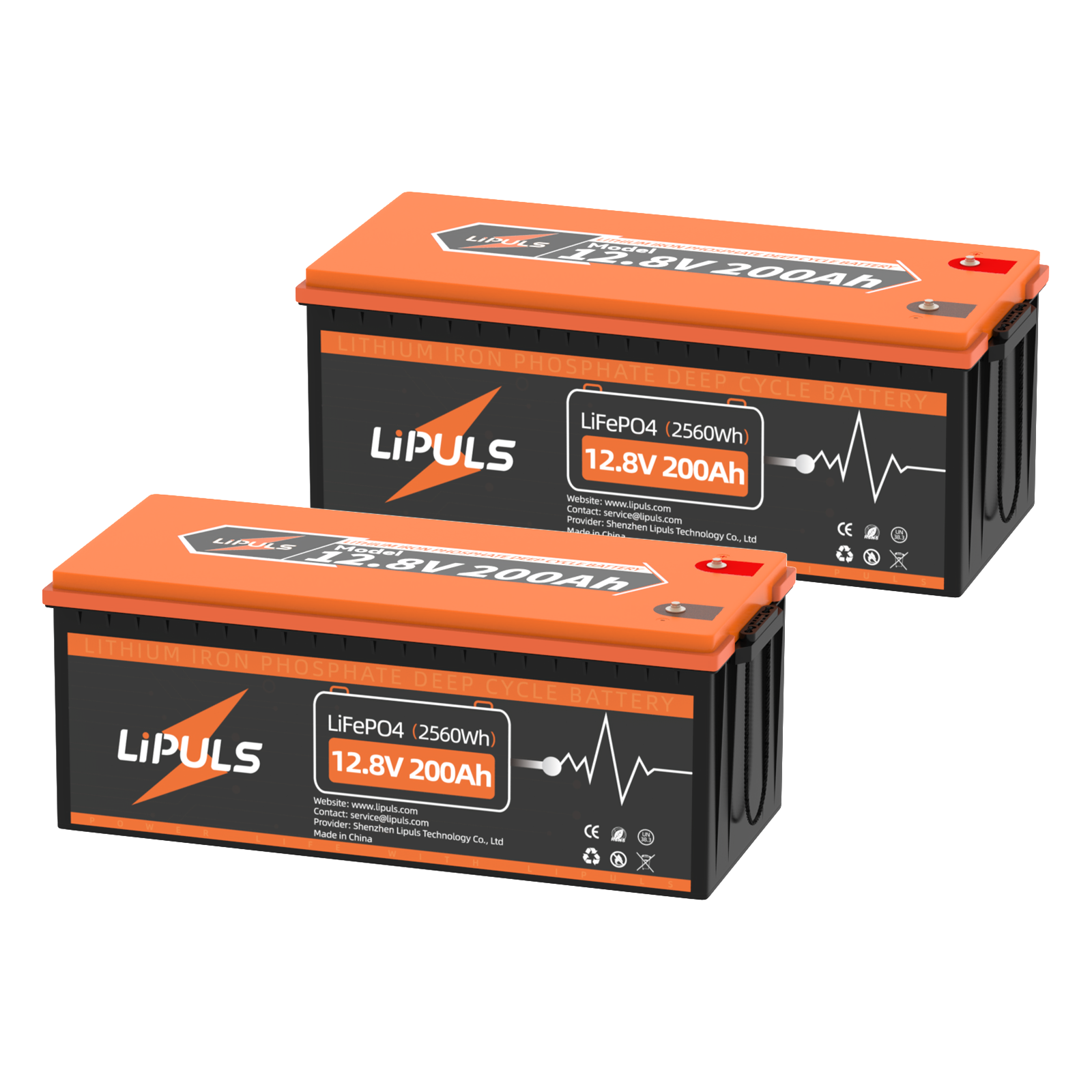 LiPULS 12V 200Ah LiFePO4 Lithium Battery, 100A BMS, Deep Cycle Battery (1-4 Pack Series)