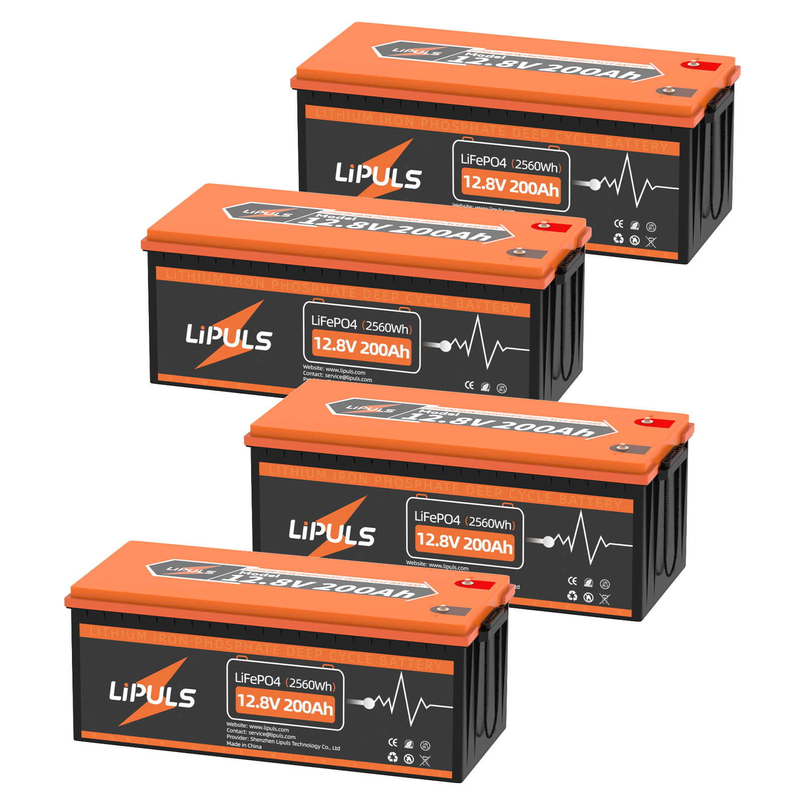 LiPULS 12V 200Ah LiFePO4 Lithium Battery, 100A BMS, Deep Cycle Battery (1-4 Pack Series)