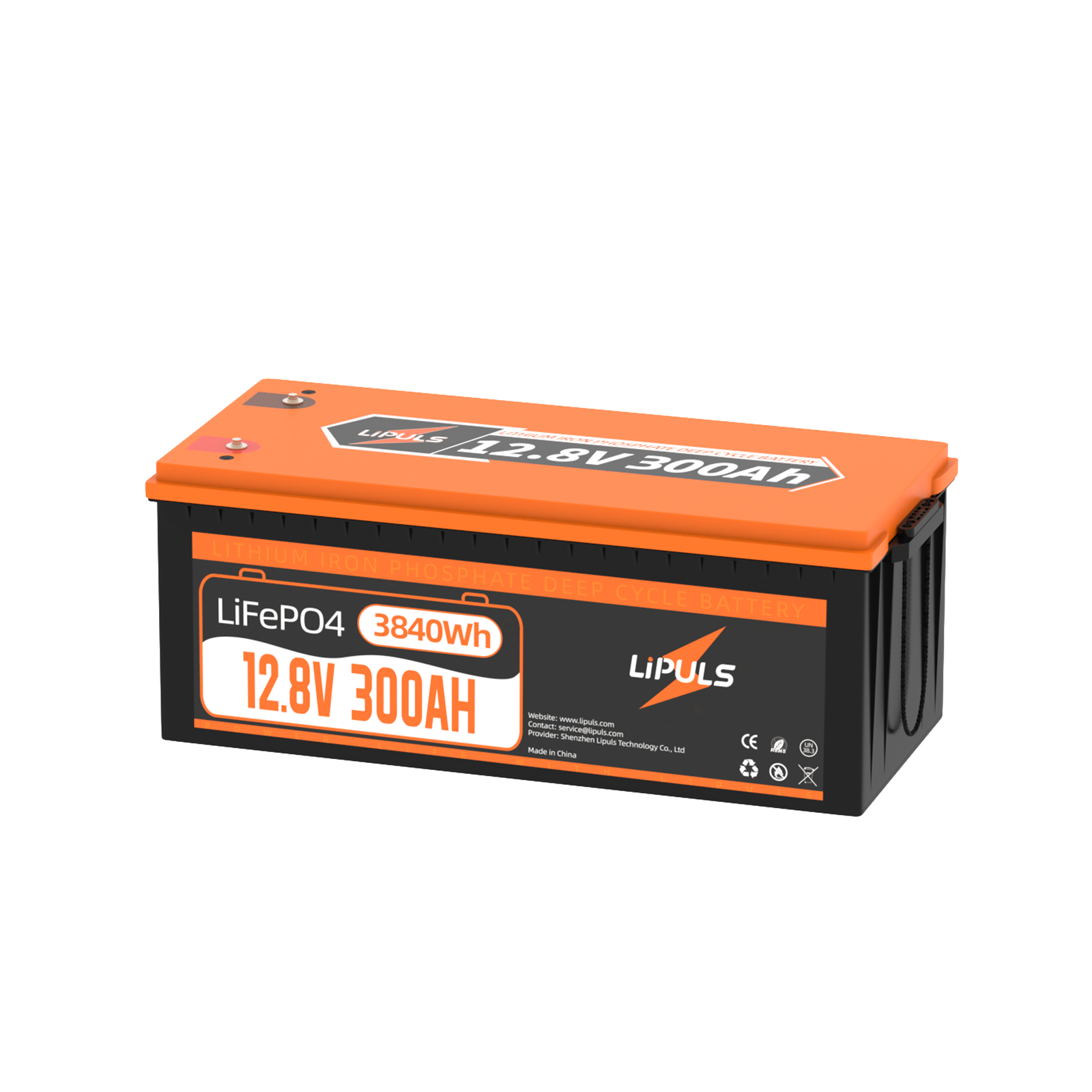 LiPULS 12V 300Ah LiFePO4 Lithium Battery, Built-in 200A BMS, 3840Wh Load Power