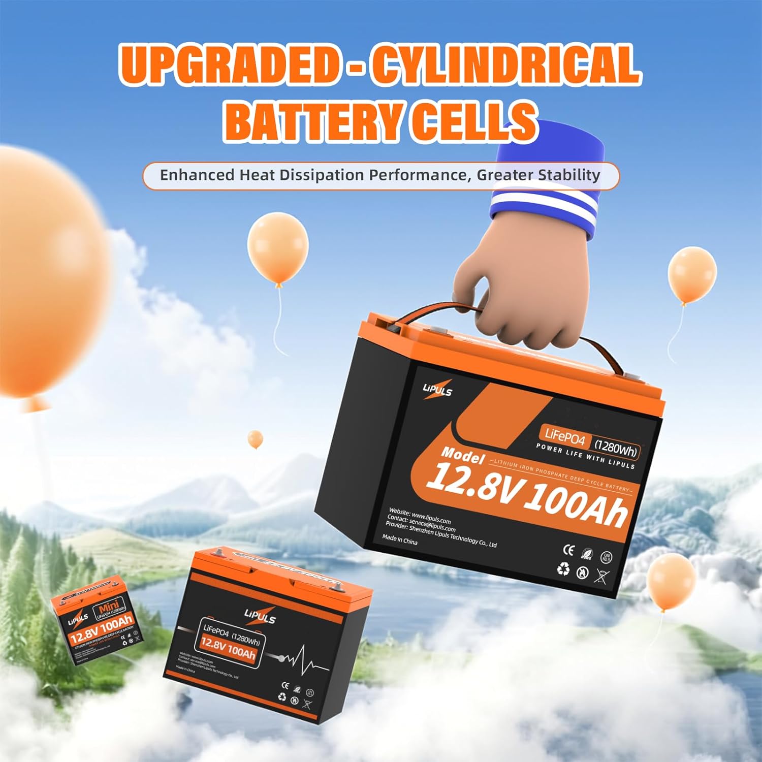 12V 100Ah LiFePO4 Lithium Battery, Group 24 Lithium Battery Built-in 100A BMS and Grade A Cells, 15000 Cycles, Max.1280Wh Energy, Perfect for Trolling Motor, RV, Camping, Solar System