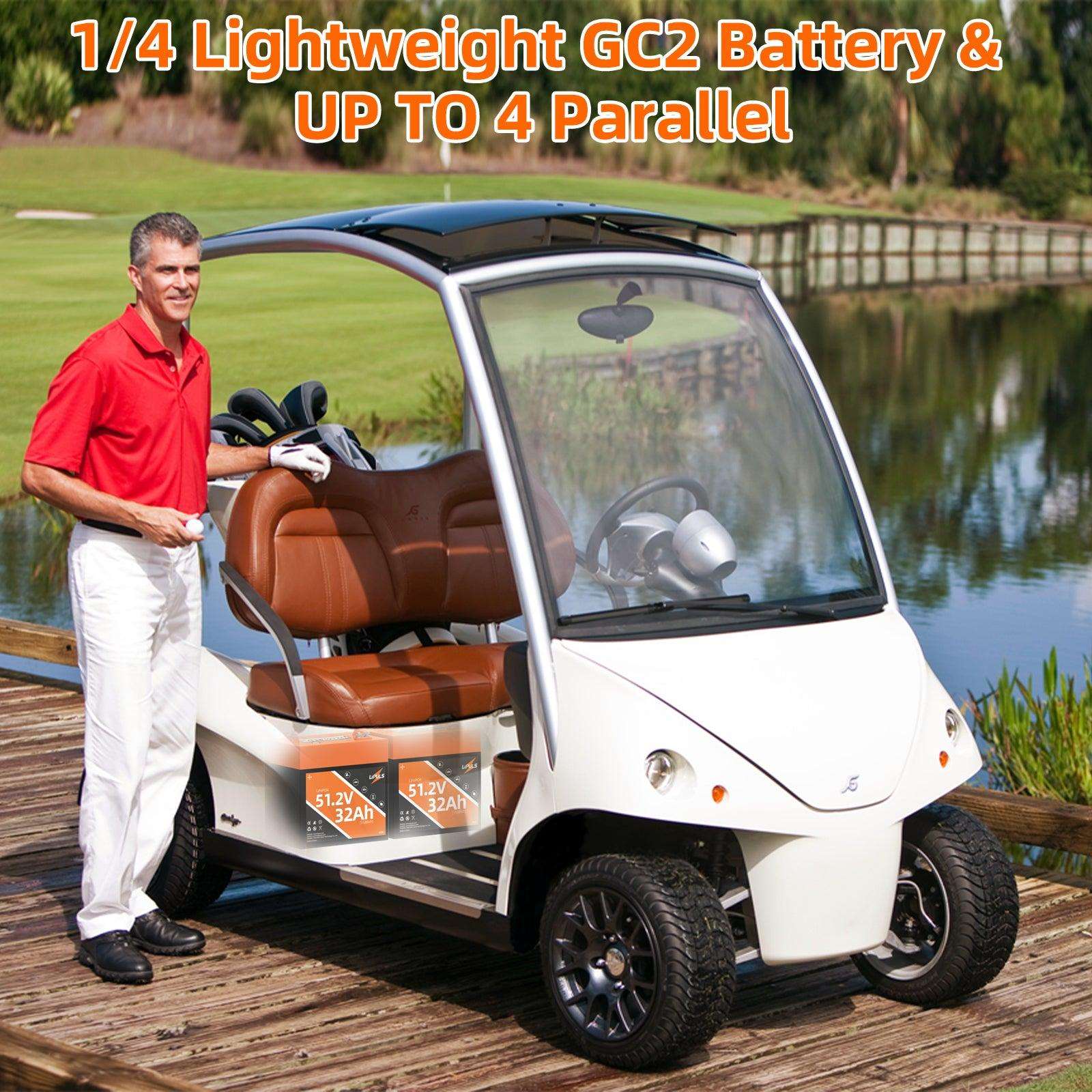 LiPULS 48V (51.2V) 32Ah Golf Carts LiFePO4 Battery, Built-in 60A BMS, 1638.4Wh Energy - LiPULS