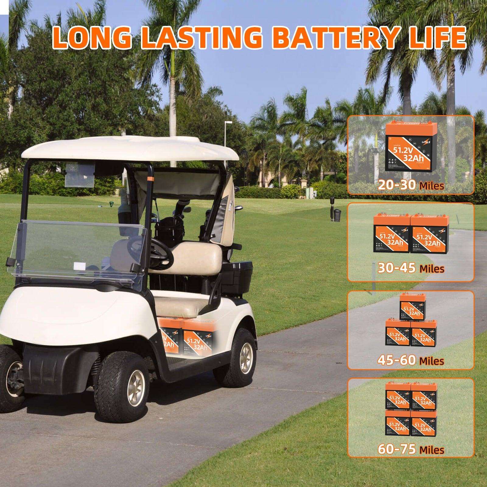 LiPULS 48V (51.2V) 32Ah Golf Carts LiFePO4 Battery, Built-in 60A BMS, 1638.4Wh Energy - LiPULS